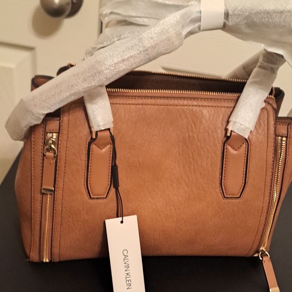 Calvin Klein Elaine Vegan Leather Sachel Bag NWT
